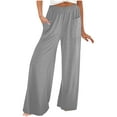 thumbnail image 1 of QUYUON Palazzo Pants for Women Summer Boho High Elastic Waisted Wide Leg Lounge Pants Trousers with Pockets Womens Tall Sweatpants Gray XL, 1 of 7