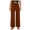 thumbnail image 1 of QUYUON Pants for Women Discount Spring Summer Fashion Solid Color Casual Loose Breathable Stretch Casual Outdoor Wide Leg Pants Fishing Pants Long Pant Leg Length Dressy Style P618 Brown S, 1 of 6