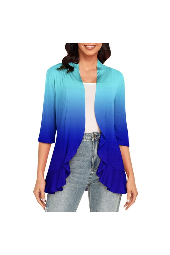 Patterned Cardigans for Women Sale Long Sleeve Open Front Cardigans for Women Polyester Womens Sweaters Cardigan Cardigan Jacket Style Q-9194 Winter Knit Sweater Outerwear Coat Blue S