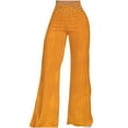 thumbnail image 1 of QUYUON Plus Size Pants for Women Fashion Summer Dressy Pants Wide Leg Cotton Linen Elastic Waist Solid Color Wide Leg Pants Palazzo Pants for Women Dressy Cargo Pant Style N-7668 Yellow XL, 1 of 1