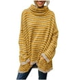 thumbnail image 1 of QUYUON Plus Size Sweaters for Women Striped Sweaters Women Turtleneck Long Sleeve Pullover Sweaters Casual Loose Cowl Neck Sweater Knitted Sweatshirts Winter Warm Knit Jumper Tops Yellow L, 1 of 6