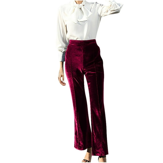 QUYUON Plus Size Wide Leg Pants for Women Fall Fashion Women Casual Comfortable Solid Color Full Length Pants Plus Size Yoga Pants for Women Long Pant Leg Length Cargo Pant Style N-7020 Wine L