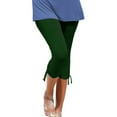 thumbnail image 1 of QUYUON Plus Size Womens Capris Summer Casual Drawstring Solid Cropped Pants Capris Jeans Stretch Female Capris Style Q267 , Army Green X-Large, 1 of 5
