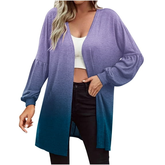 QUYUON Plus Size Womens Cardigan Sweaters Sale Long Sleeve Long Sleeve Open Front Cardigan Plus Size Duster Cardigan Cardigan Jacket Style Q-5334 Winter Knit Sweater Outerwear Coat Purple 5XL