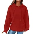 thumbnail image 1 of QUYUON Quilted Hooded Sweatshirt Women Drawstring Long Sleeve Hoodie Pullover Tops Casual Loose Fit Solid Color Soft Lightweight Cute Hoodies Sweatshirts with Pockets Winter Shirts Red XL, 1 of 7