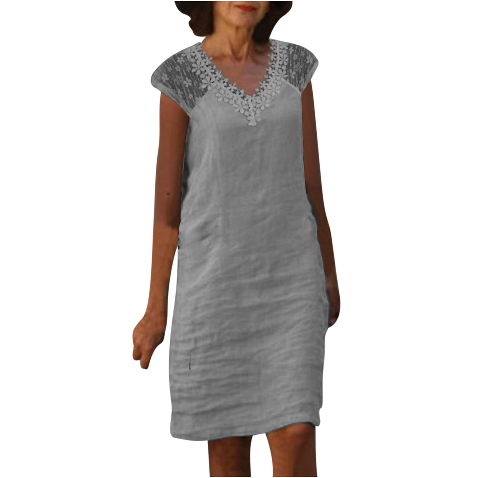 white fitted linen dress White Linen Square Neckline Mini Dress M main image 0