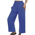 thumbnail image 1 of QUYUON Stretch Pants for Women Sale Fashion Comfortable Solid Color Leisure Pants Pockets Loose Pants Plus Size Work Pants Long Pant Leg Length Activewear Style P10796 Blue S, 1 of 5