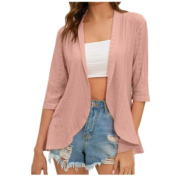QUYUON Summer Cardigan for Women Discount Long Sleeve Long Sleeve Knit Sweater Cardigans Sweaters for Women Cardigan Jacket Style C-2421 Fall Cardigan Sweater Outerwear Coat Cardigan Tops