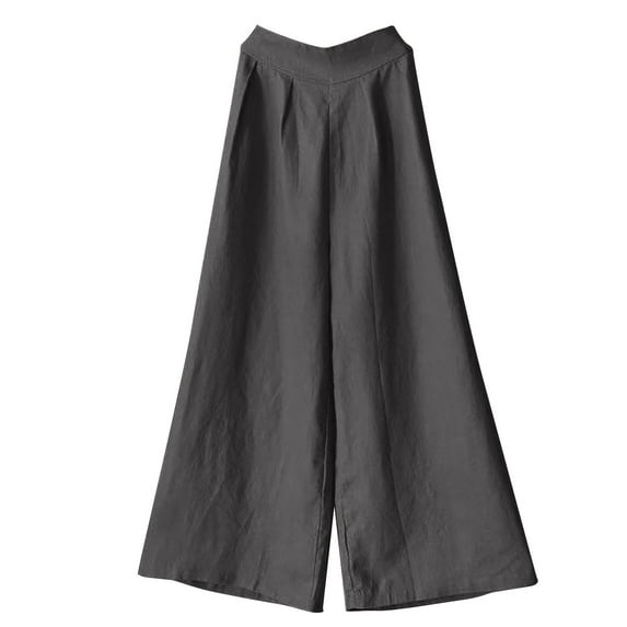QUYUON Sweat Pants for Womens Summer Solid Color Plus Size Cotton and Linen Pants Casual Loose Trousers Women Long Pants Full Pant Leg Length Track Pants Pant Style N-3143 Gray 3XL