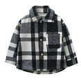 thumbnail image 1 of QUYUON Toddler Baby Boys Girls Flannel Shirt Jackets with Pockets Thick Winter Long Sleeve Lapel Neck Plaid Shirts Button-Down Blouse Tops Outerwear Coat Q-34-Black 4T, 1 of 3