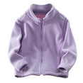 thumbnail image 1 of QUYUON Toddler Baby Boys Girls Fleece Jacket Kids Full Zip Long Sleeve Sweatshirts Soft Lightweight Thicken Warm Jackets Winter Coat Outerwear with Pockets Purple 7T, 1 of 3