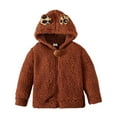 thumbnail image 1 of QUYUON Toddler Baby Fleece Jacket - Kids Boys Girls Warm Winter Full Zip Hoodies Jackets Soft Lightweight Fuzzy Fleece Jackets Outerwear Coat Casual Long Sleeve Hooded Sweatshirts Brown 18-24 Months, 1 of 8