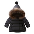thumbnail image 1 of QUYUON Toddler Bomber Jacket Sale Long Sleeve Puffer Jacket Baby Girls Boys Kids Hooded Snowsuit Coat Winter Warm Children Clothes Down Windproof Jacket Outerwear Black 6-12 Months, 1 of 4