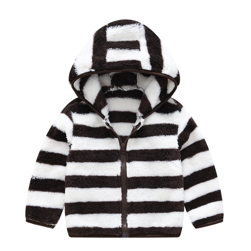 QUYUON Toddler Fleece Jackets Baby Boys Girls Striped Print Lightweight