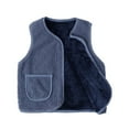 thumbnail image 1 of QUYUON Toddler Fleece Vest Baby Girls Boys Lightweight Solid Color Sleeveless Open Front Cardigan Cute Jacket with Pockets Kids Winter Warm Coat Vest Outerwear Dark Blue 1T-2T, 1 of 3