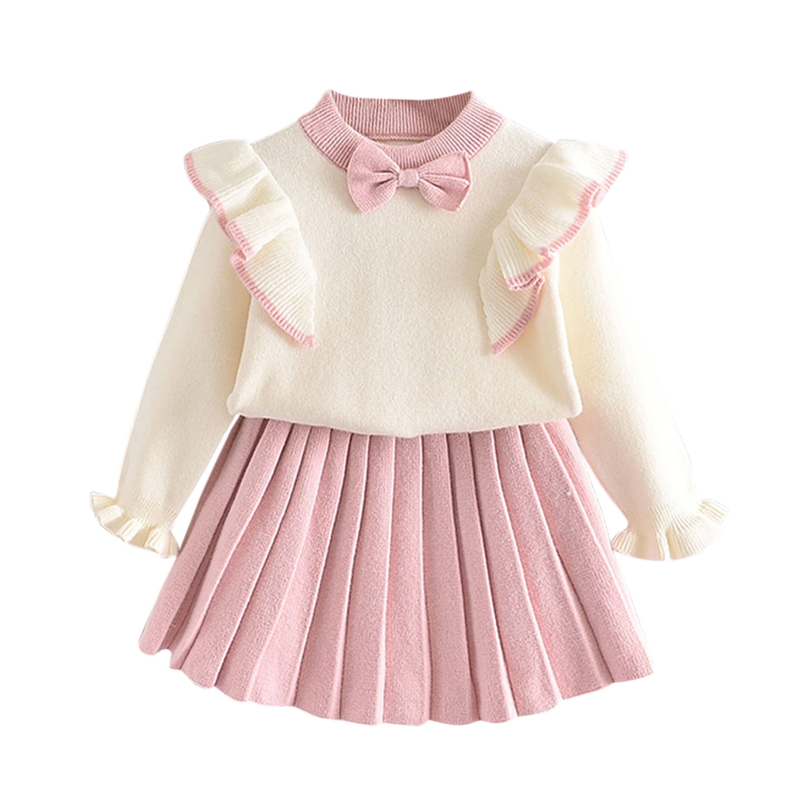 QUYUON Toddler Girls 2 Piece Skirt Outfits Baby Girl Crew QUYUON Toddler Girls 2 Piece Skirt Outfits Baby Girl Crew