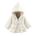 thumbnail image 1 of QUYUON Toddler Girls Fleece Jacket with Hood Baby Girls' Long Sleeve Zip up Hoodie Jacket Winter Warm Down Coat Outerwear with Pockets Infant Newborn Puffer Jacket White 1T, 1 of 6