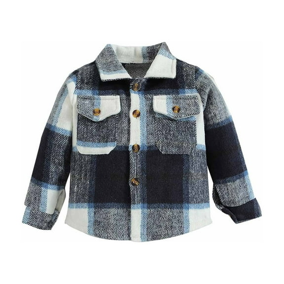 QUYUON Toddler Plaid Shirts Kids Toddler Flannel Shirt Jacket Plaid Long Sleeve Button-Down Blouse Tops with Pocket Baby Boys Girls Fall Shirt Coat Outwear Toddler Plaid Shirt Q-29-Gray 4T-5T