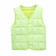 thumbnail image 1 of QUYUON Toddler Puffer Down Vest Baby Girls Boys V-Neck Button-Down Sleeveless Vest Quilted Lightweight Open Front Cardigan Jackets Kids Warm Winter Coat Green 4T-5T, 1 of 5