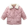 thumbnail image 1 of QUYUON Toddler Quilted Jackets Kids Boys Girls Lapel Long Sleeve Winter Down Coat with Pockets Baby Button-Down Puffer Jacket Outerwear Pink 6T, 1 of 5