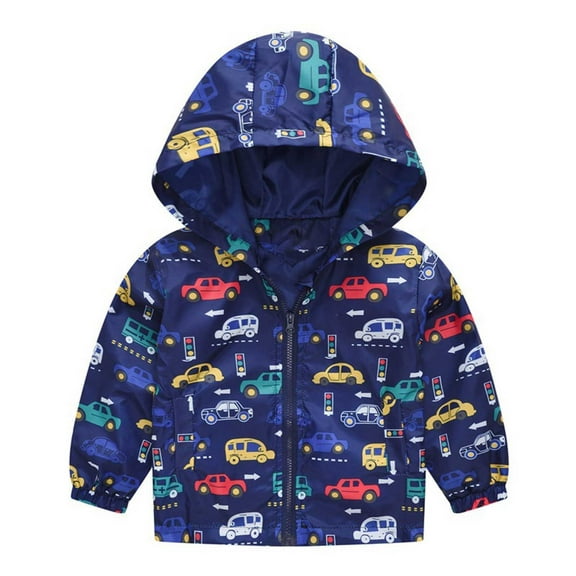 QUYUON Toddler Rain Jacket Sale Long Sleeve Puffer Jacket Toddler Kids Baby Boys Girls Cute Flowers Car Pattern Windproof Jacket Hooded Coat Yellow 2T-3T