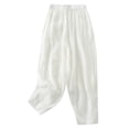 thumbnail image 1 of QUYUON Track Pants Summer Solid Loose Waist Cotton Linen Double Layer Casual Harlan Pants Linen Pants Women Full Pant Leg Length Trousers Pant Style N-3853 White XXL, 1 of 1