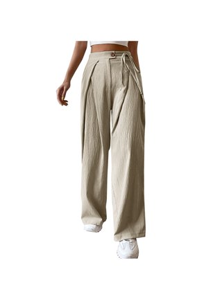 DASAYO Loose Pants for Women Elastic Waist Drawstring Cotton Linen Cropped  Pants Tapered Ankle Length Pants