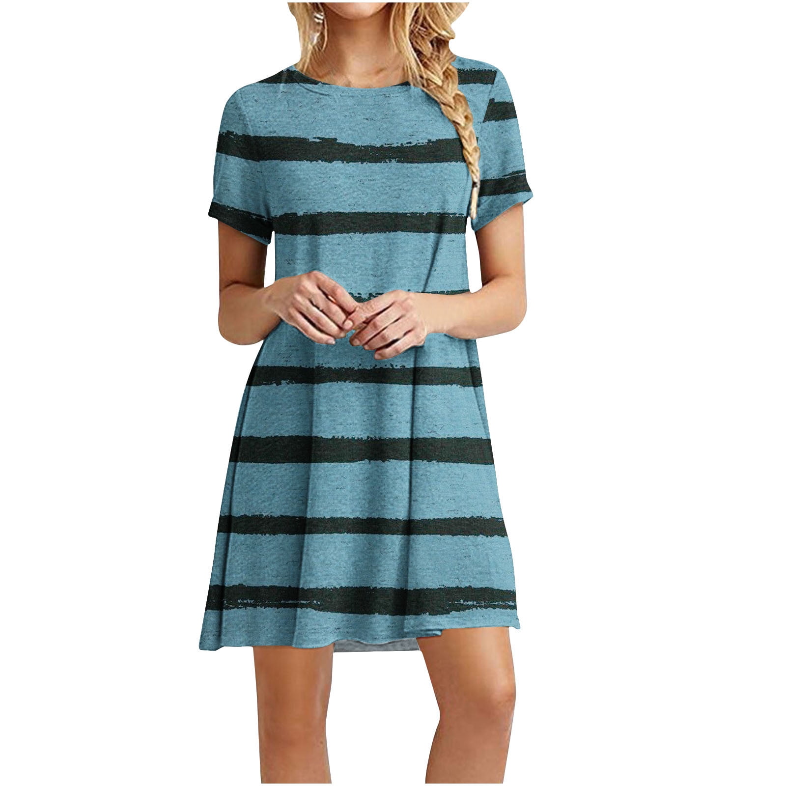 QUYUON Tshirt Dresses for Women Casual Summer Dress for Women Striped — free download