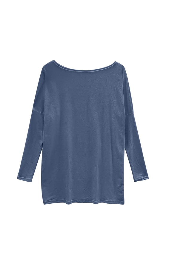 Tunic Sweatshirts for Women Winter Ladies Sweatshirts Polyester Long Sleeve Crew Neck Solid Tunic Tops Style S-359 Lightweight Oversized Sweatshirt Ladies Straight Fit Shirts Light Blue M
