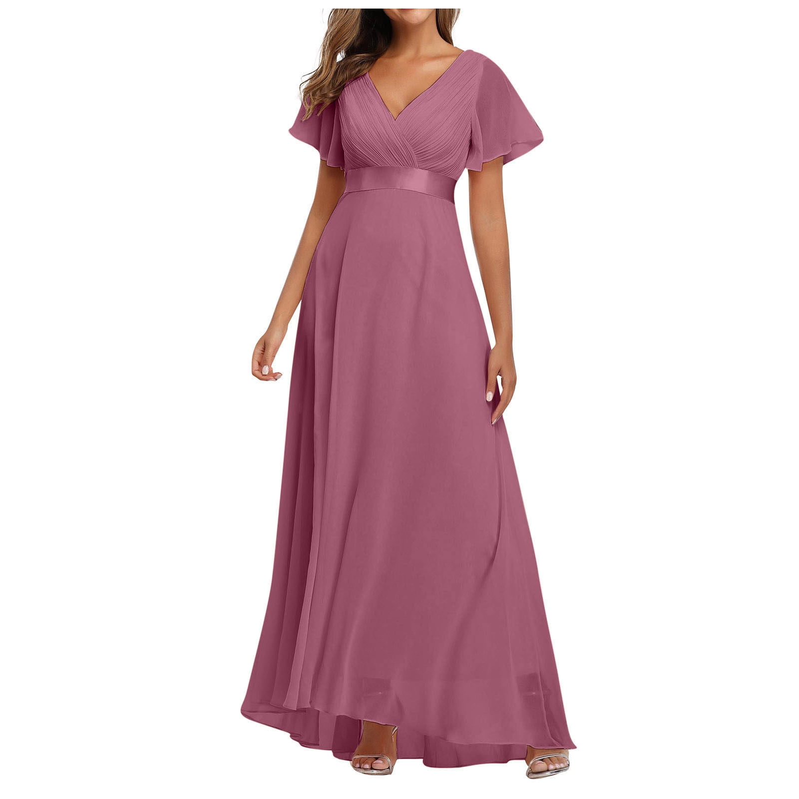 A-line Formal Dress With Pockets Women's Wedding Guest Dress Summer 2025 - Flowy Chiffon Short Sleeve Cocktail Dress Casual Flowy Chiffon Cocktail Dress A-line Formal Dress With Pockets Women's Wedding Guest Dress Summer 2025 - Flowy Chiffon Short Sleeve Cocktail Dress Casual Flowy Chiffon Cocktail Dress
