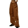 thumbnail image 1 of QUYUON Wide Leg Dress Pants for Women Casual Pocket Pants Fashion Casual Pants Overalls Bib Overall Pants Pull on Dress Pants for Women Full Pant Leg Length Track Pants Pant Style N-5573 Brown S, 1 of 1