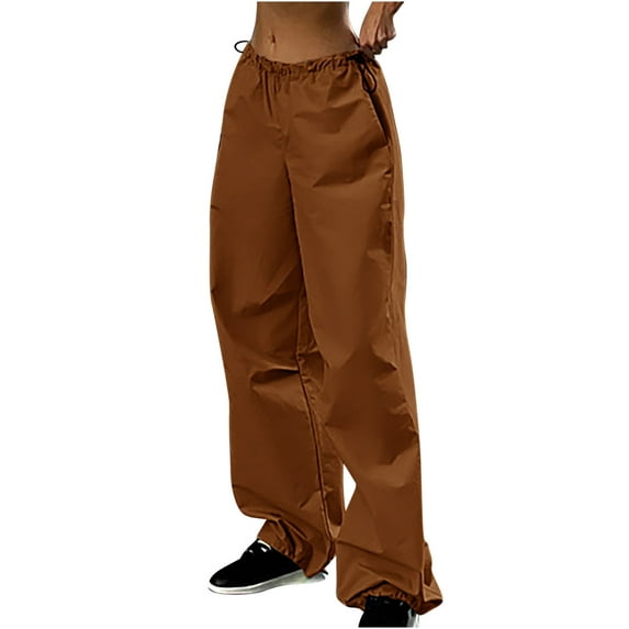 QUYUON Wide Leg Dress Pants for Women Casual Pocket Pants Fashion Casual Pants Overalls Bib Overall Pants Pull on Dress Pants for Women Full Pant Leg Length Track Pants Pant Style N-5573 Brown S