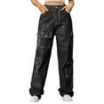 thumbnail image 1 of QUYUON Wide Leg Pants for Women Fashion Fall Winter Pocket Button Mid Waist Tight Pants Women Pants Full Pant Leg Length Trousers Pant Style N-5863 Dark Gray XL, 1 of 1