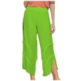 thumbnail image 1 of QUYUON Wide Leg Sweatpants Women Fashion Retro Mid Waist Cotton Linen Plain Ribbon Pocket Loose Bloomers Women Pants Long Pant Leg Length Jegging Pant Style N-742 Green XXL, 1 of 6