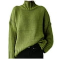 thumbnail image 1 of QUYUON Winter Sweaters for Women Clearance Women's Turtleneck Oversized Sweaters Fall Long Sleeve Tunic Pullover Sweater Knit Tops Casual Loose Winter Warm Thick Sweater Jumper Shirts Green L, 1 of 6