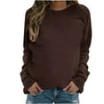 thumbnail image 1 of QUYUON Womans Sweatshirts Deals Women's+fashion+sweatshirts Polyester Long Sleeve Crew Neck Solid Color Tunic Tops Style S-2090 Lightweight Ladies Fall Sweatshirts Tailored Fit Shirts Brown L, 1 of 6