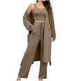 thumbnail image 1 of QUYUON Women 3 Piece Lounge Set Casual Long Sleeve Open Front Cardigans Jackets with Pocket Belted Sleeveless Crop Tops and Drawstring Elastic Waist Pants Fall Outfits Khaki XL, 1 of 8