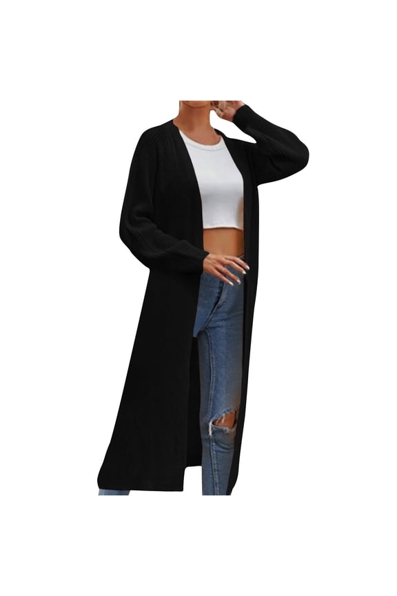 Women Cardigan Sweater Sale Long Sleeve Women Cardigan Polyester Fleece Cardigan Cardigan Jacket Style Q-5486 Winter Knit Sweater Outerwear Coat Black M