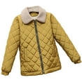thumbnail image 1 of QUYUON Women Casual Quilted Lightweight Jackets Winter Fleece Lined Lapel Long Sleeve Full Zip up Puffer Jacket Thicken Warm Padded Coat Outerwear Style C-11 Yellow XXXXL, 1 of 2