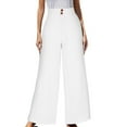 thumbnail image 1 of QUYUON Women Dress Pants Discount Casual Pants High Waist Solid Color Comfortable Button Decoration Womens Pants Casual Long Pant Leg Length Casual Style P2454 White L, 1 of 5