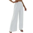 thumbnail image 1 of QUYUON Women Dress Pants Fashion Summer Dressy Pants Wide Leg Cotton Linen Elastic Waist Solid Color Wide Leg Pants Women Pants Casual Full Pant Leg Length Skinny Pant Style N-1263 White XXL, 1 of 5