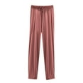 thumbnail image 1 of QUYUON Women Pant High Waisted Thin Casual Pocket Loose Oversized Wide Leg Pants Women Jogger Pants Long Pant Leg Length Joggers Pant Style N-6890 Pink XXL, 1 of 1