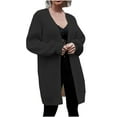 thumbnail image 1 of QUYUON Women's Cardigan Discount Long Sleeve Cardigan for Women Plus Size Polyester Open Front Cardigan Women Cardigan Jacket Style Q-5584 Winter Knit Sweater Outerwear Coat Black L, 1 of 7