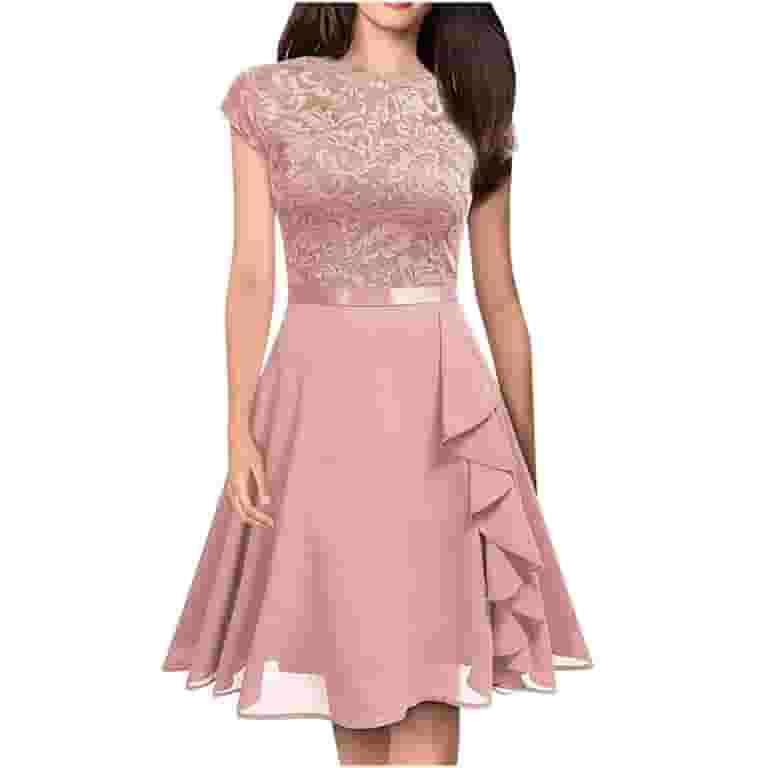 Elegant Floral Print Lace Up Half A Turtleneck A Line Dresses Elegant Floral Print Lace Up Half A Turtleneck A Line Dresses
