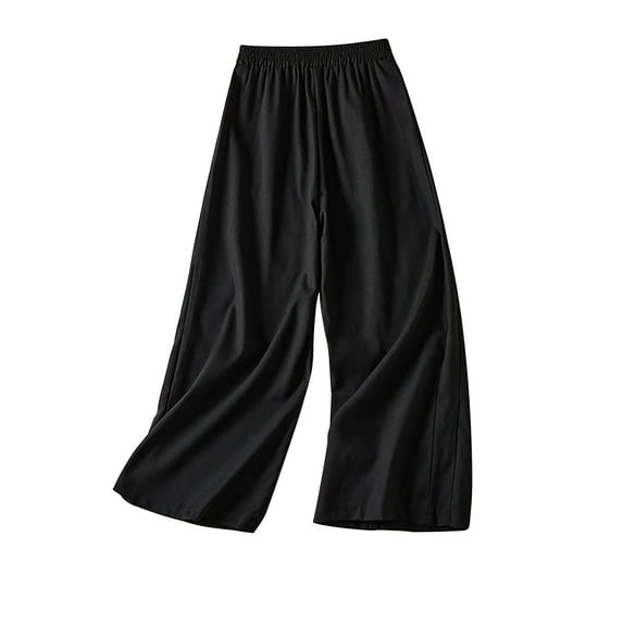QUYUON Women's Pants Casual Loose High Waist Cotton Pants Summer Thin Loose Wide Leg Pants Pants for Women Full Pant Leg Length Trousers Pant Style N-4291 Black M