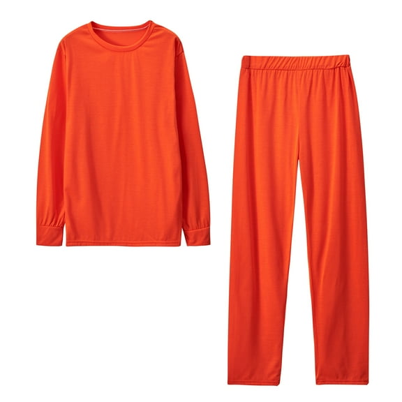 QUYUON Womens 2 Piece Tracksuit Outfits Casual Winter Crew Neck Long Sleeve Pullover Tops Sweatsuits Sets Elastic Waist Straight Leg Pants Suit Matching Set Orange L