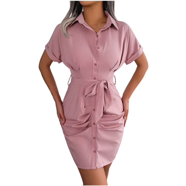 open lace back dress Pink Collared Button Down Maternity Shirt Dress – PinkBlush