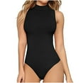 thumbnail image 1 of QUYUON Womens Bodysuit Tops Women's Mock Turtle Neck Sleeveless Tank Tops Bodysuit Leotard Clothing Ladies Body Suits Thong Jumpsuit Fashion Rompers T Shirt Bodysuit Jumpsuit , Style 776 Black L, 1 of 6