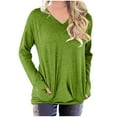 thumbnail image 1 of QUYUON Womens Cotton Sweatshirts Clearance Fashion Sweatshirts Women Polyester Long Sleeve V-Neck Solid Pullover Tops Style S-777 Stretch Crewneck Sweatshirts Regular Fit Shirts Green 3XL, 1 of 5