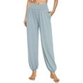 thumbnail image 1 of QUYUON Womens Dress Pants Fashion Solid High Waist Leggings Workout Out Leggings Casual Trousers Yoga Pants Women Lounge Pants Full Pant Leg Length Track Pants Pant Style N-7301 Light Blue XXL, 1 of 1